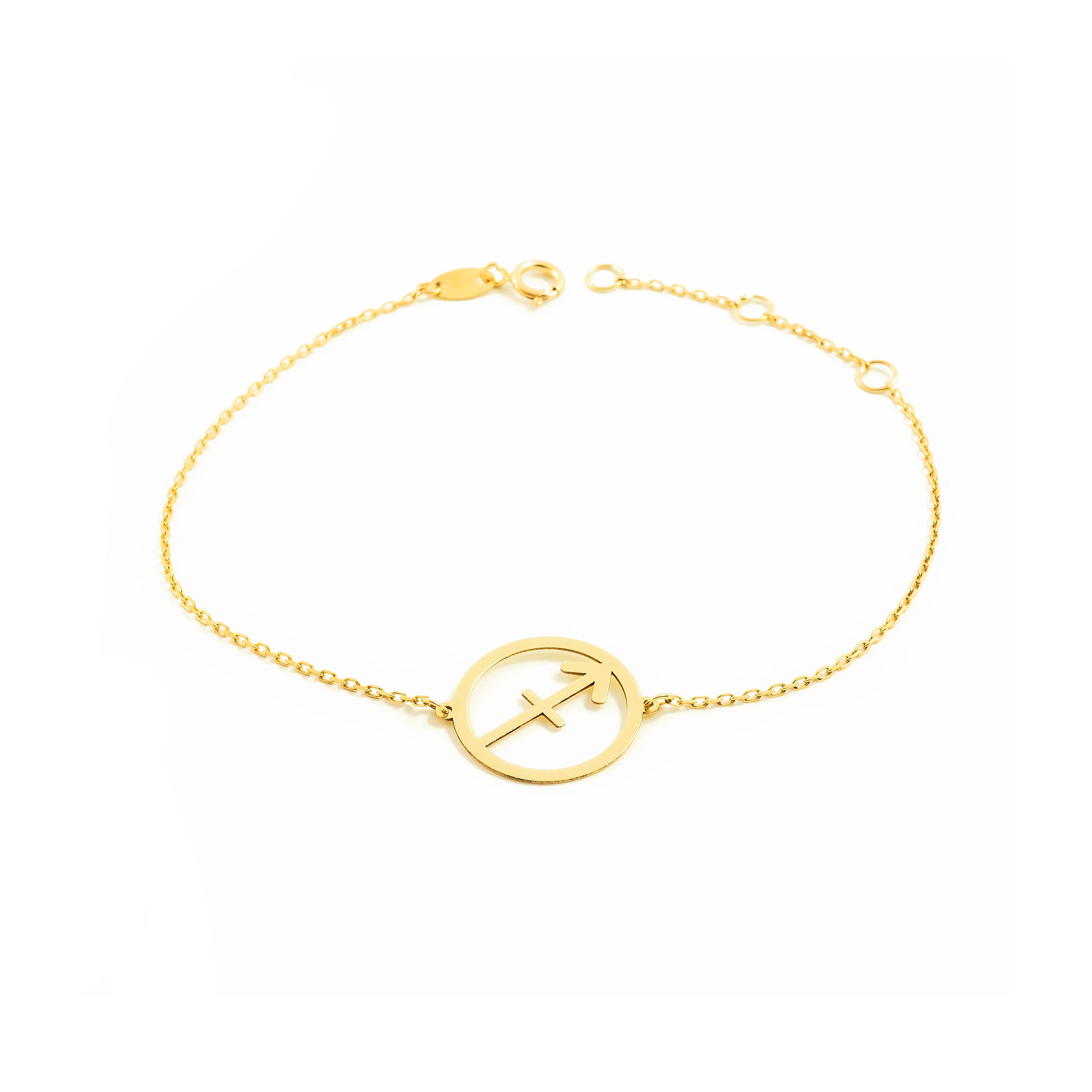 Pulsera Mujer-Niña Oro Amarillo 9K Horoscopo Sagitario Brillo 18 cm
