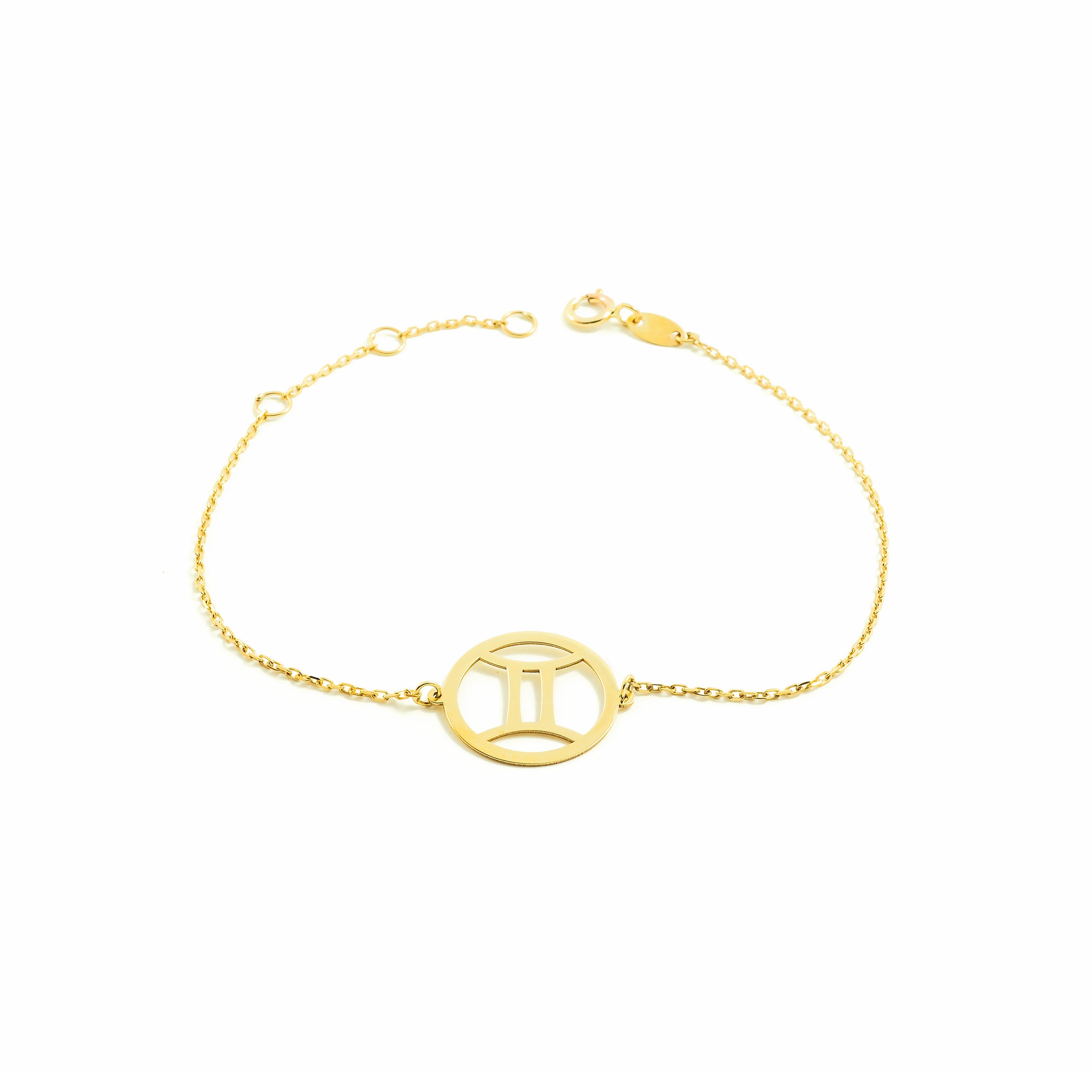 Pulsera Mujer-Niña Oro Amarillo 9K Horoscopo Geminis Brillo 18 cm
