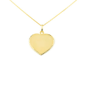 Colgante Oro corazón brillo grabado (9kts)