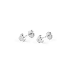 Pendientes oro blanco Bebe trebol tres hojas