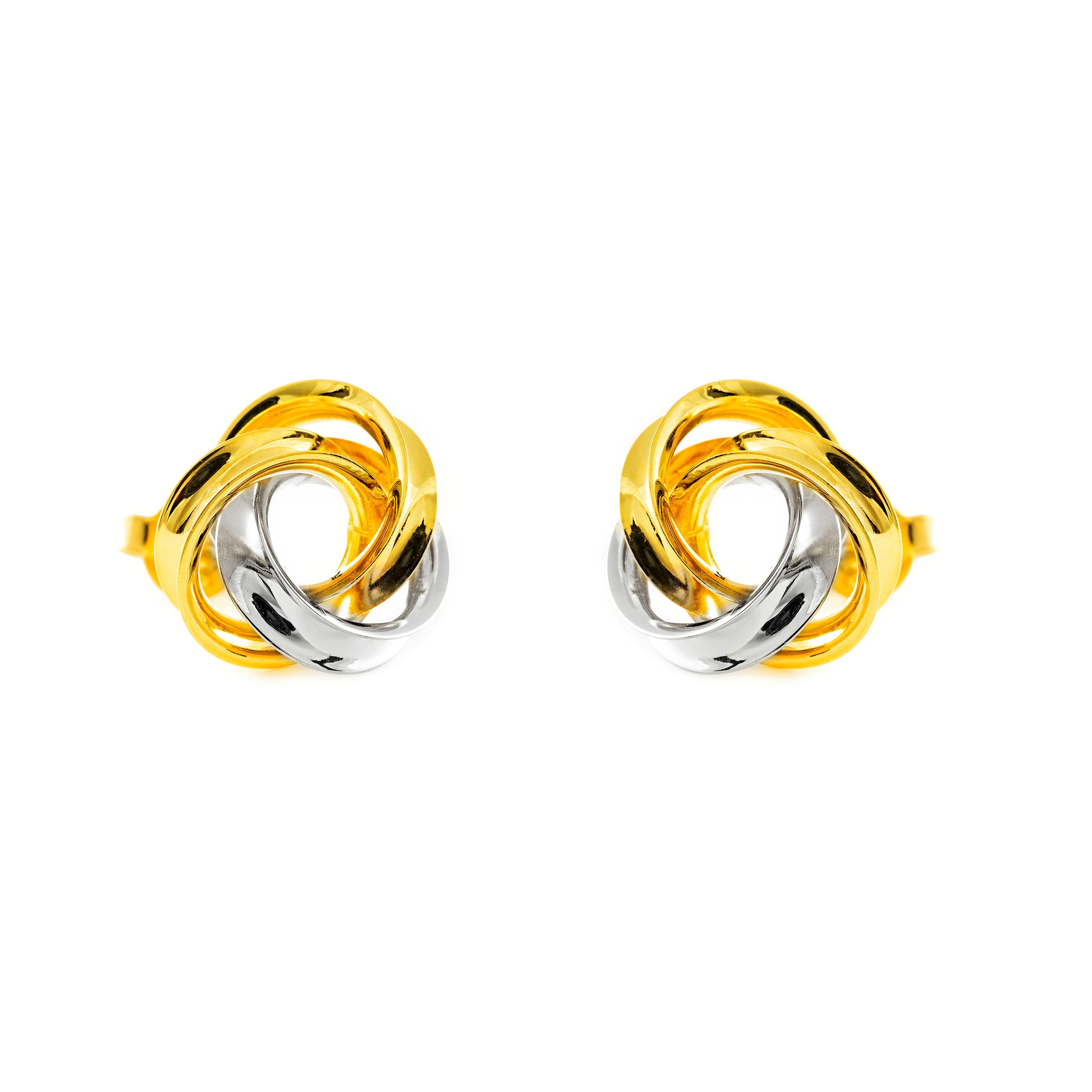Pendientes Mujer-Niña Oro Bicolor 18K Nudo Brillo