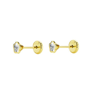 Pendientes oro Bebe o Niña Margarita con circonita 4 mm