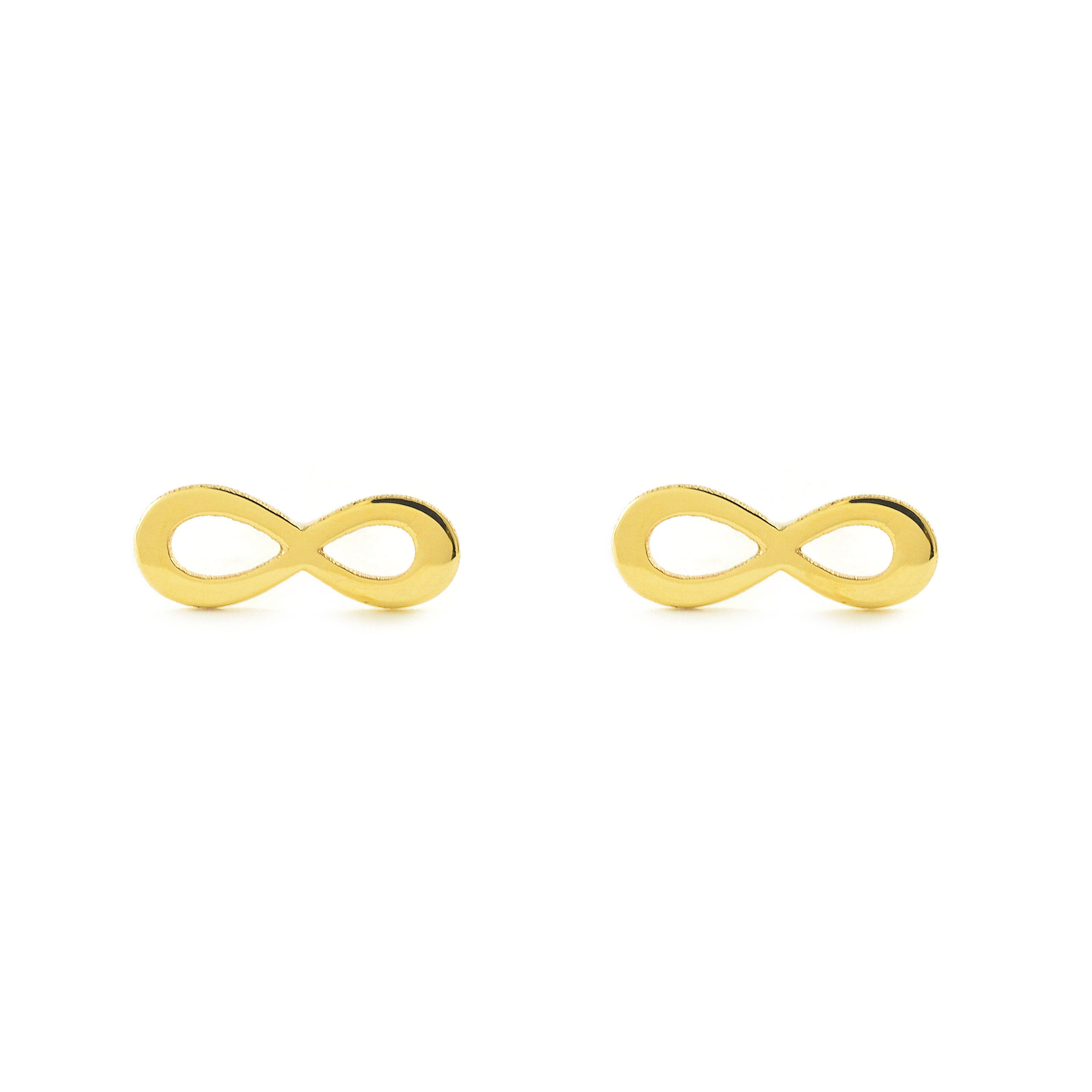 Pendientes Mujer-Niña Oro Amarillo 9K Liso Infinito Brillo