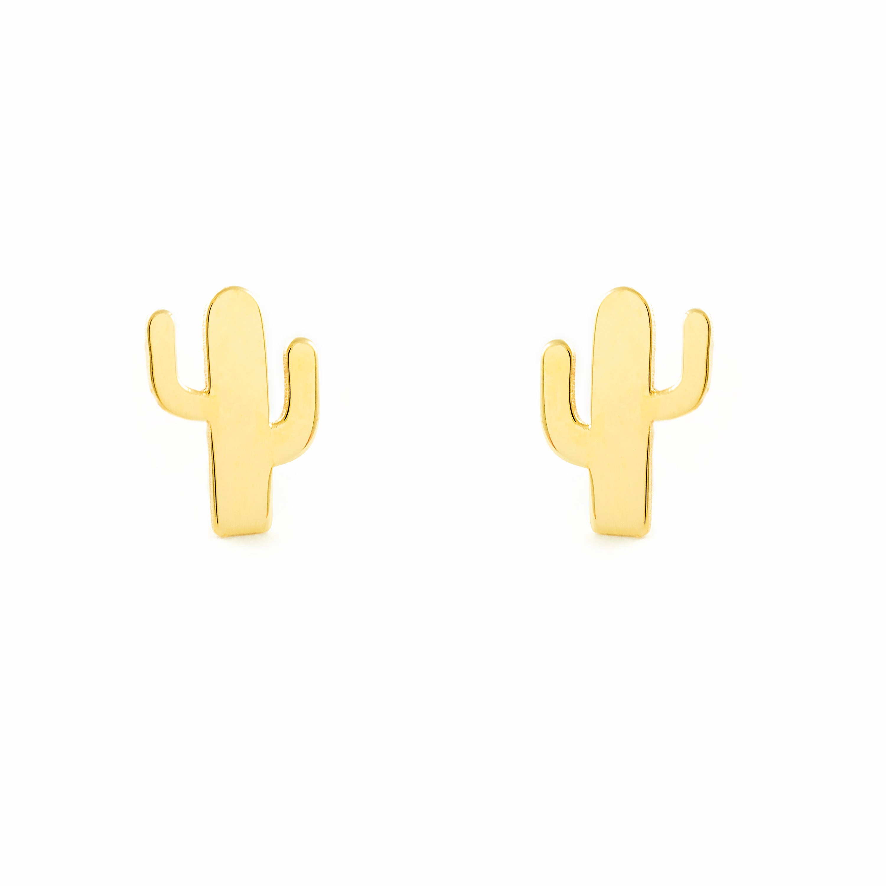 Pendientes Mujer-Niña Oro Amarillo 9K Liso Cactus Brillo