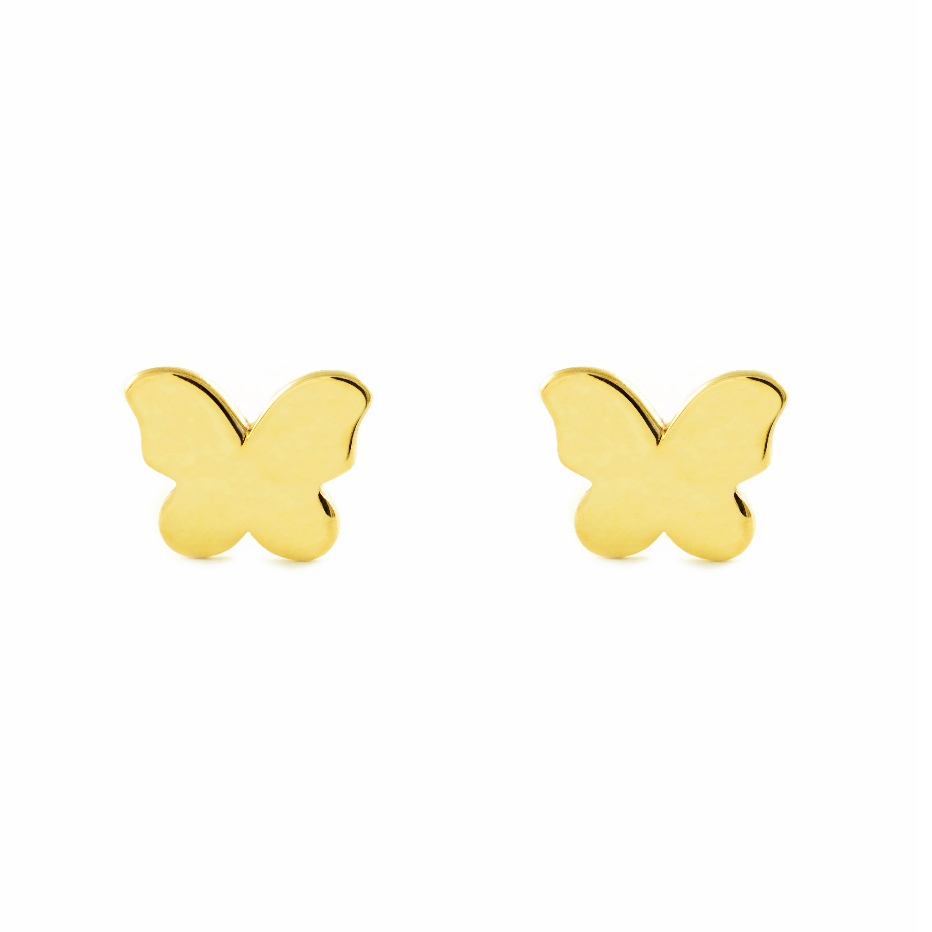 Pendientes Mujer-Niña Oro Amarillo 9K Liso Mariposa Brillo