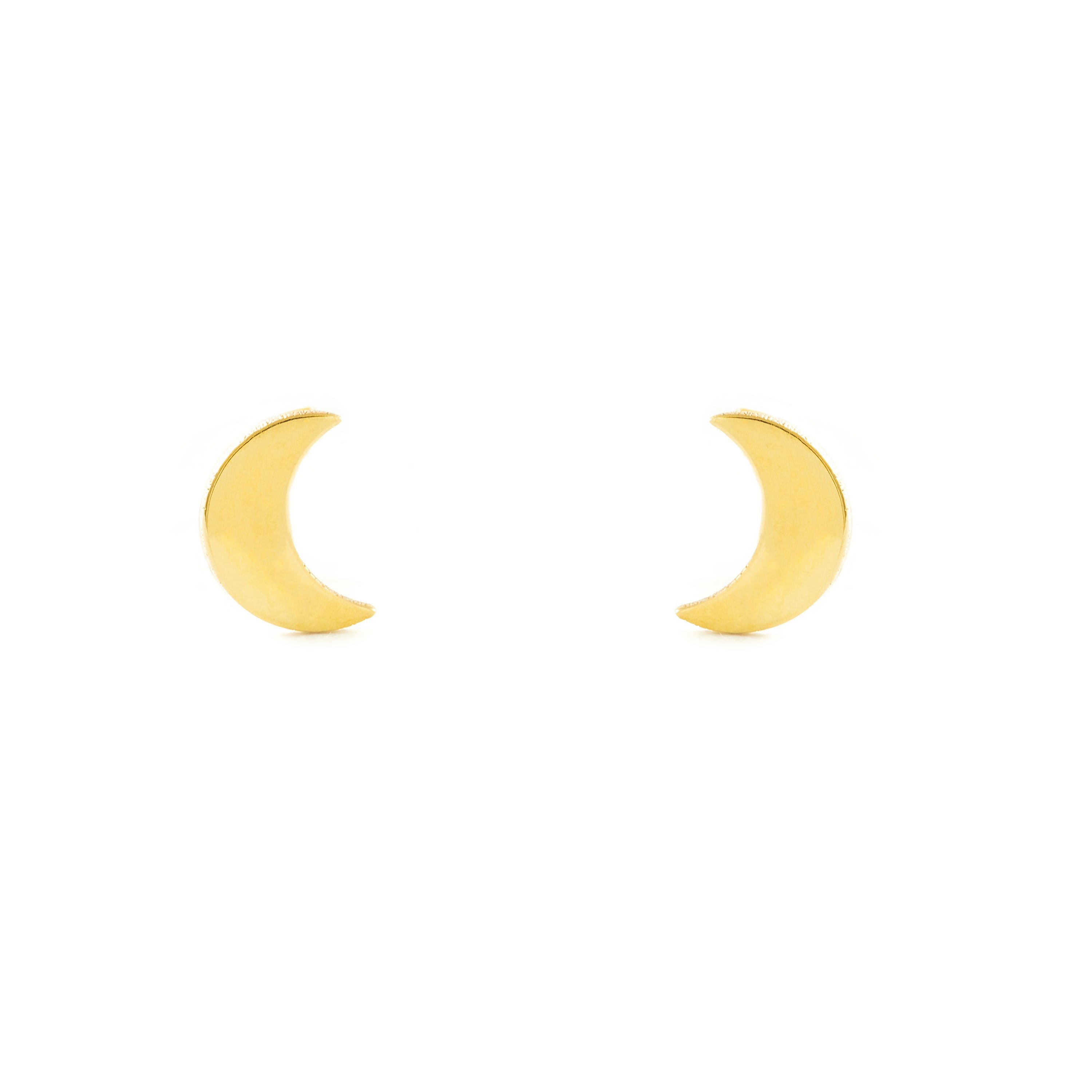 Pendientes Mujer-Niña Oro Amarillo 9K Liso Luna Brillo