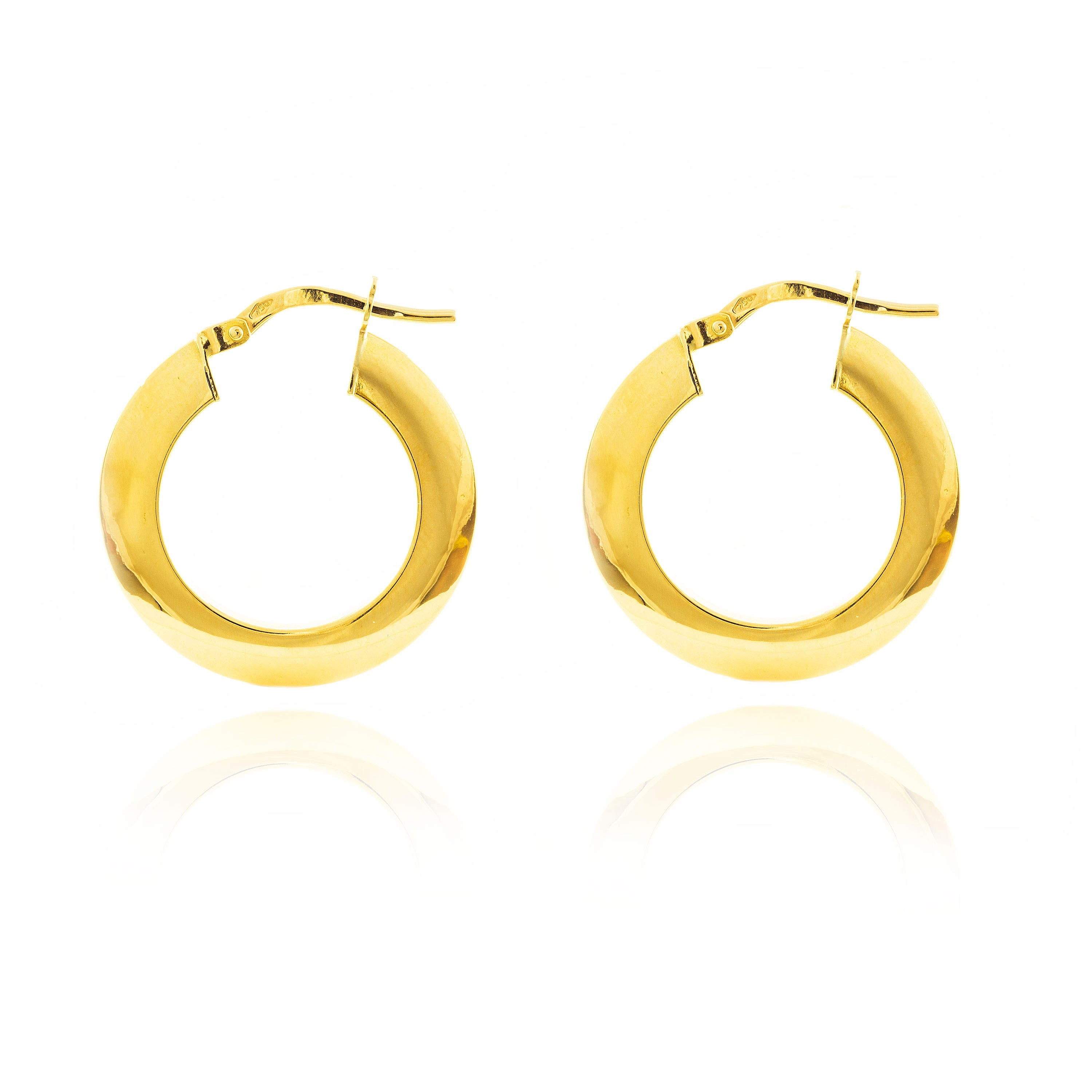 Pendientes Oro Amarillo 18K Aros Brillo 22 x 2 mm