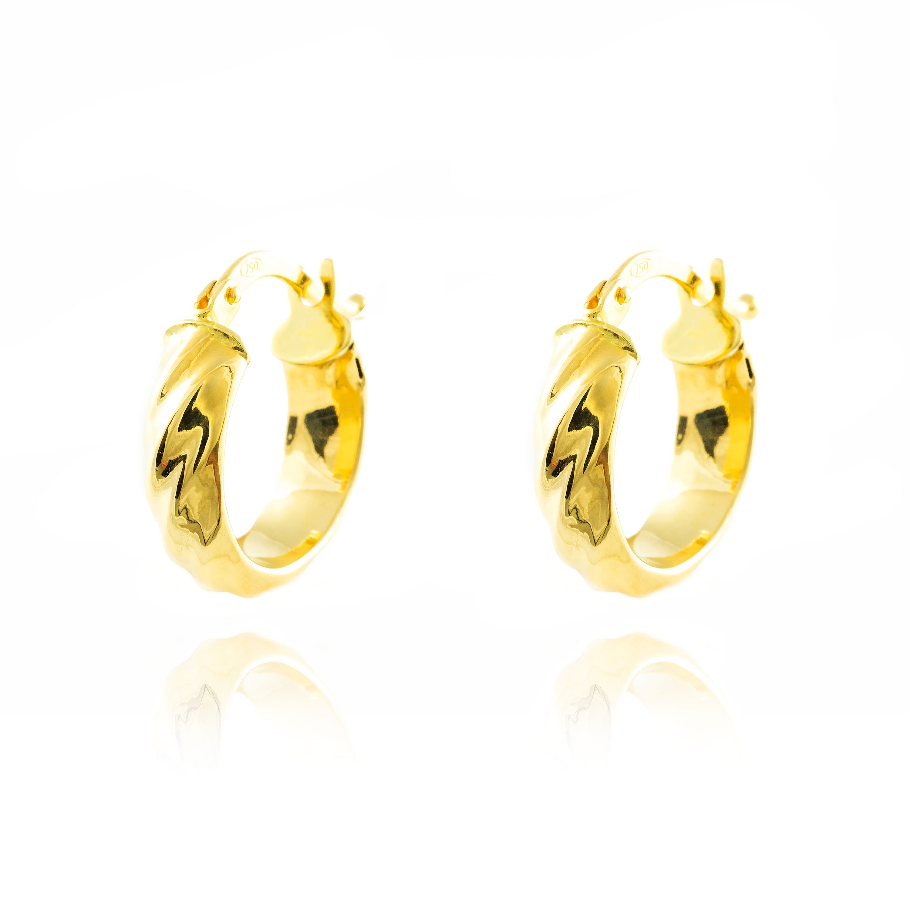 Pendientes Oro Amarillo 18K Aros Media Caña Brillo 14 x 4 mm