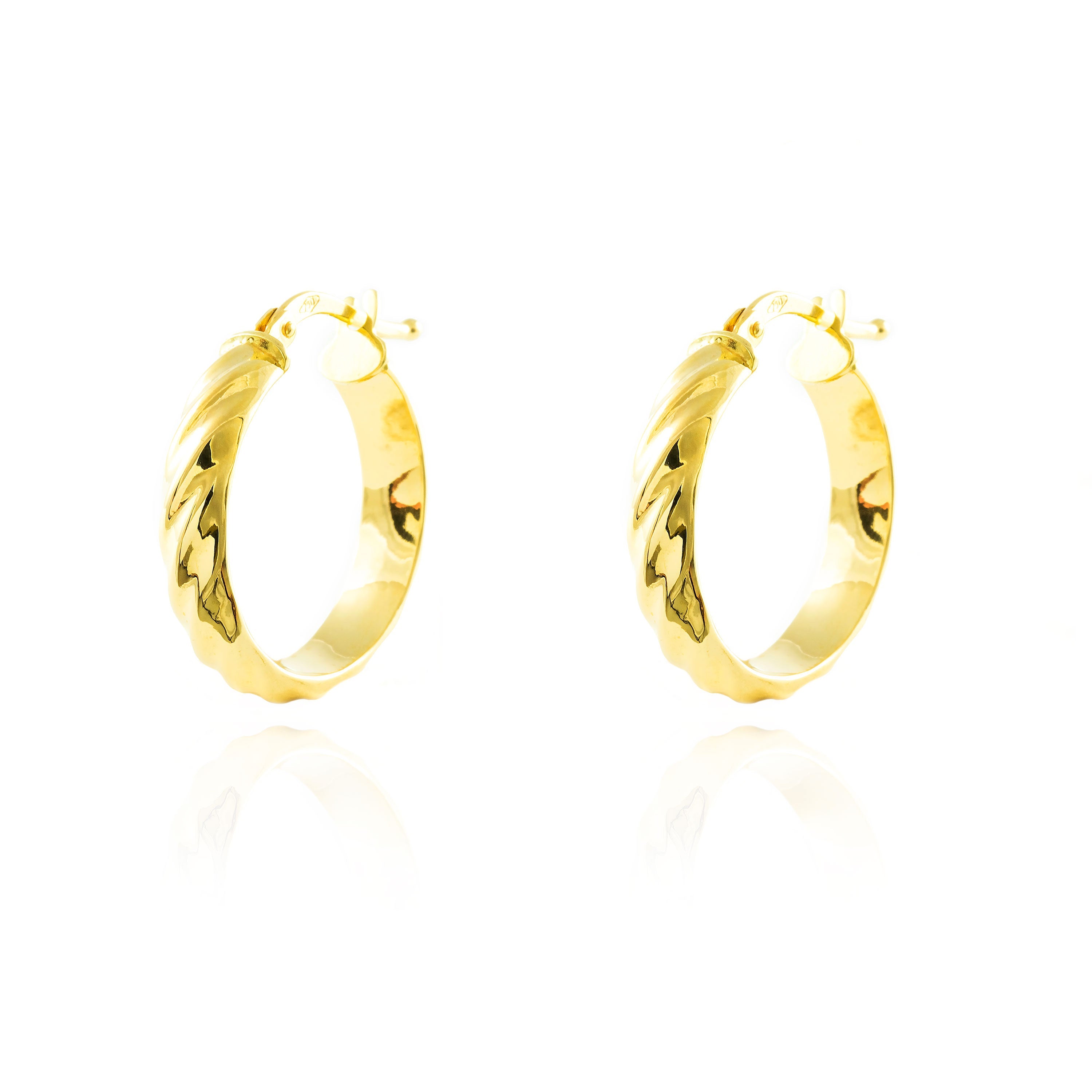 Pendientes Oro Amarillo 18K Aros Media Caña Brillo 20 x 4 mm
