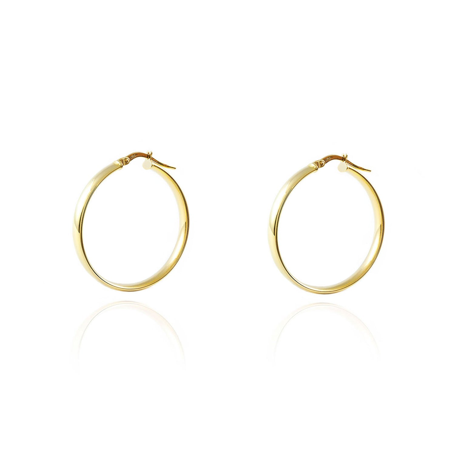 Pendientes Oro Amarillo 18K Aros Media Caña Brillo 22 x 4 mm