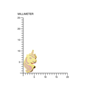 Pendientes Niña oro Unicornio mediano Esmalte rosa