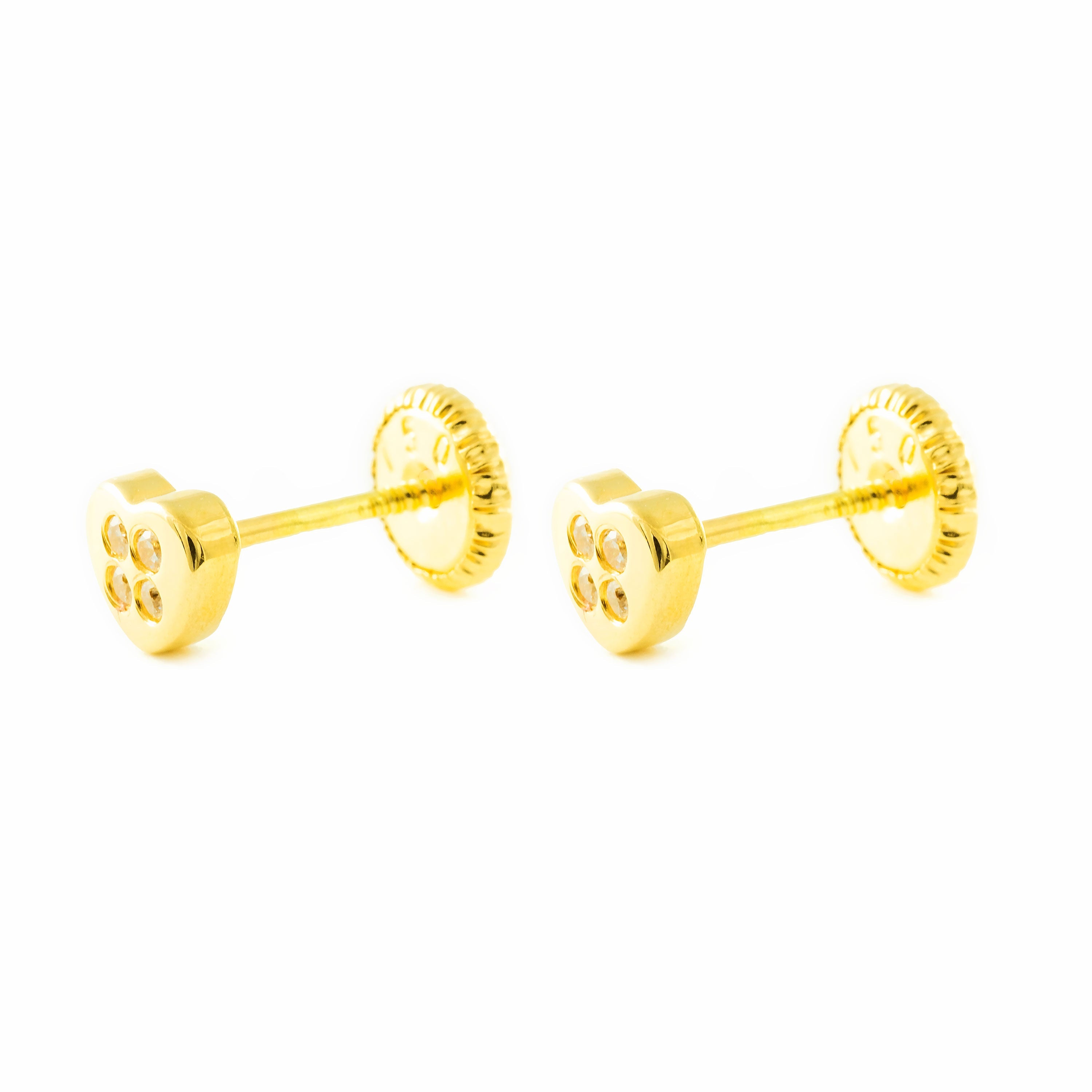 Pendientes Bebe oro amarillo mini Corazon con circonitas