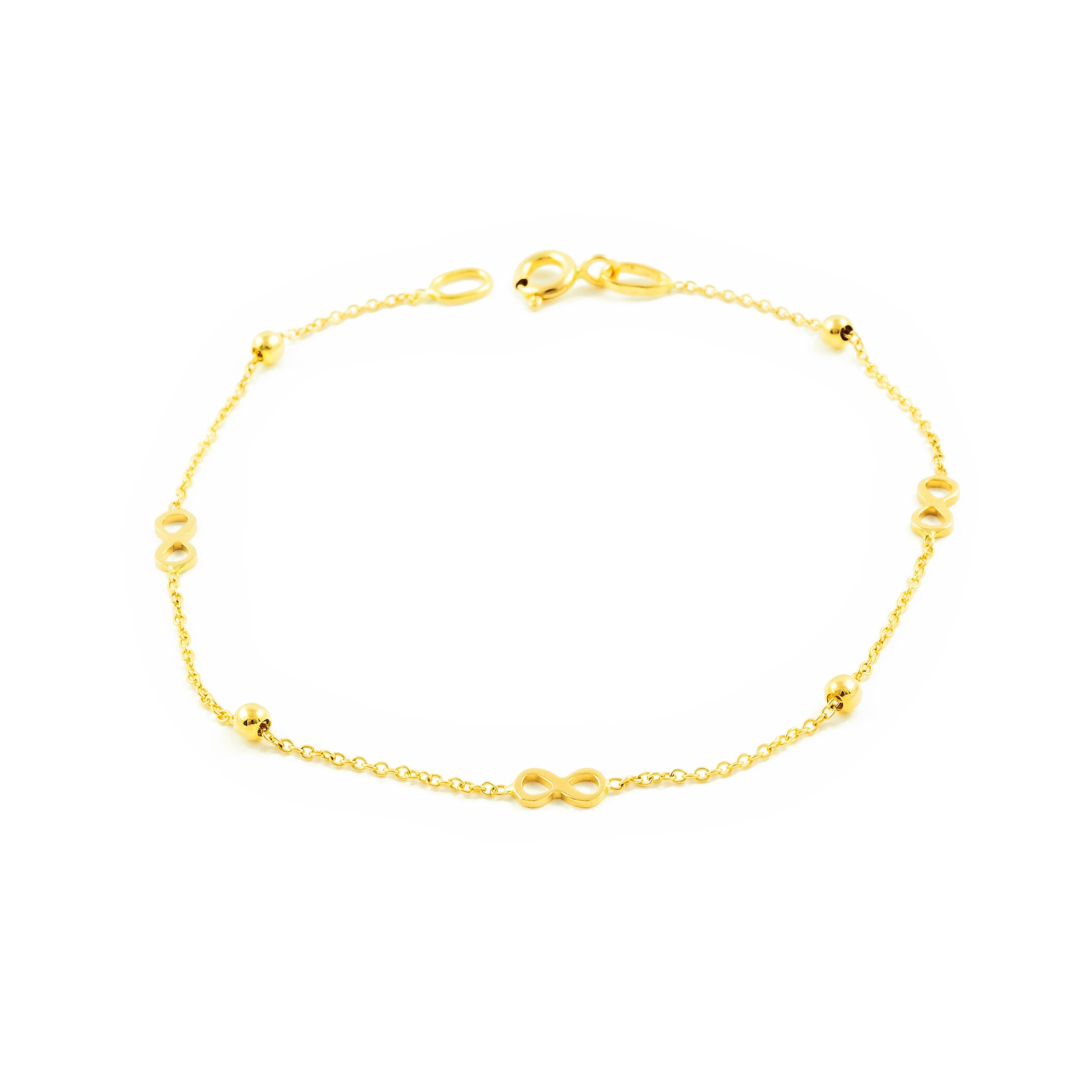 Pulsera Mujer-Niña Oro Amarillo 18K Infinito Brillo 18 cm