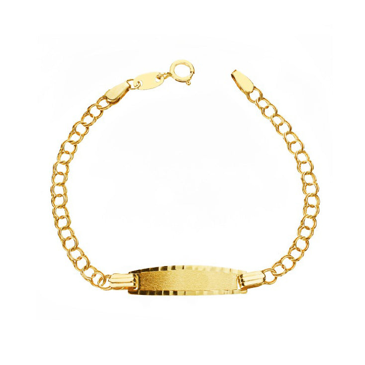Pulsera Bebe-Niña Oro Amarillo 9K Personalizada Esclava Hungarina Mate y Brillo 12 cm
