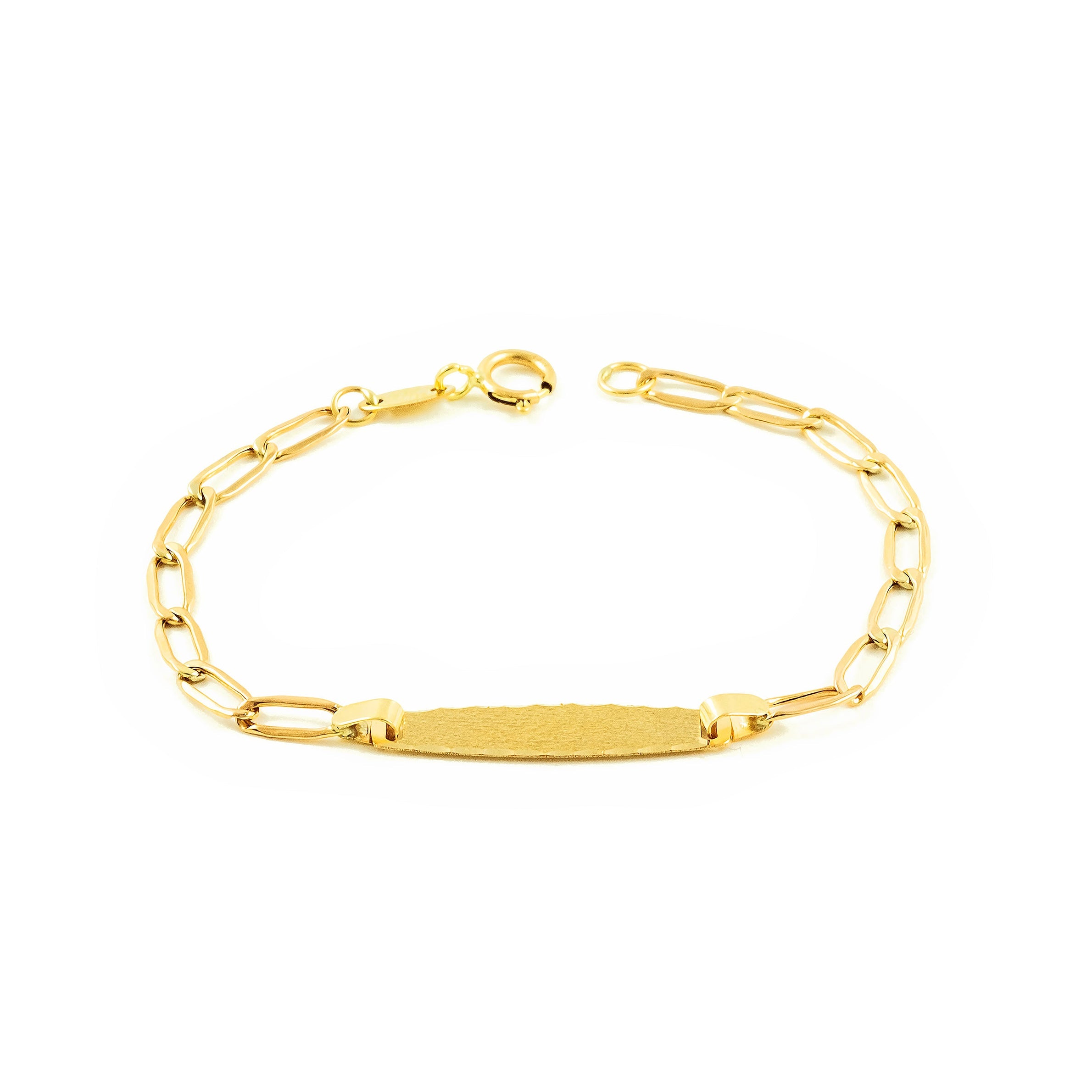 Baby-Girl Bracelet 9K Yellow Gold Personalized Bilbao Matte and Shiny Slave 12 cm