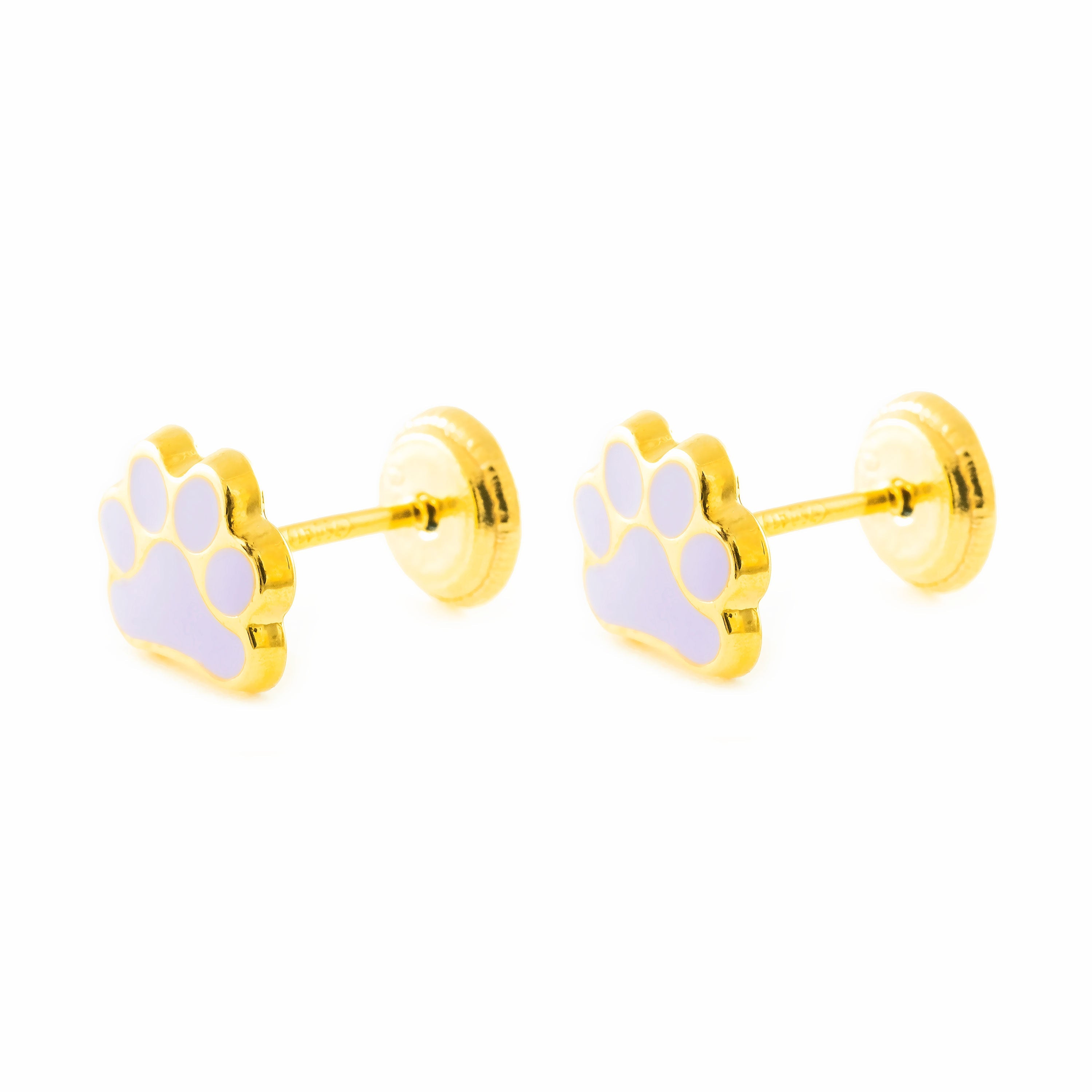 Pendientes Niña Oro Amarillo 9K Zarpa Esmalte Brillo