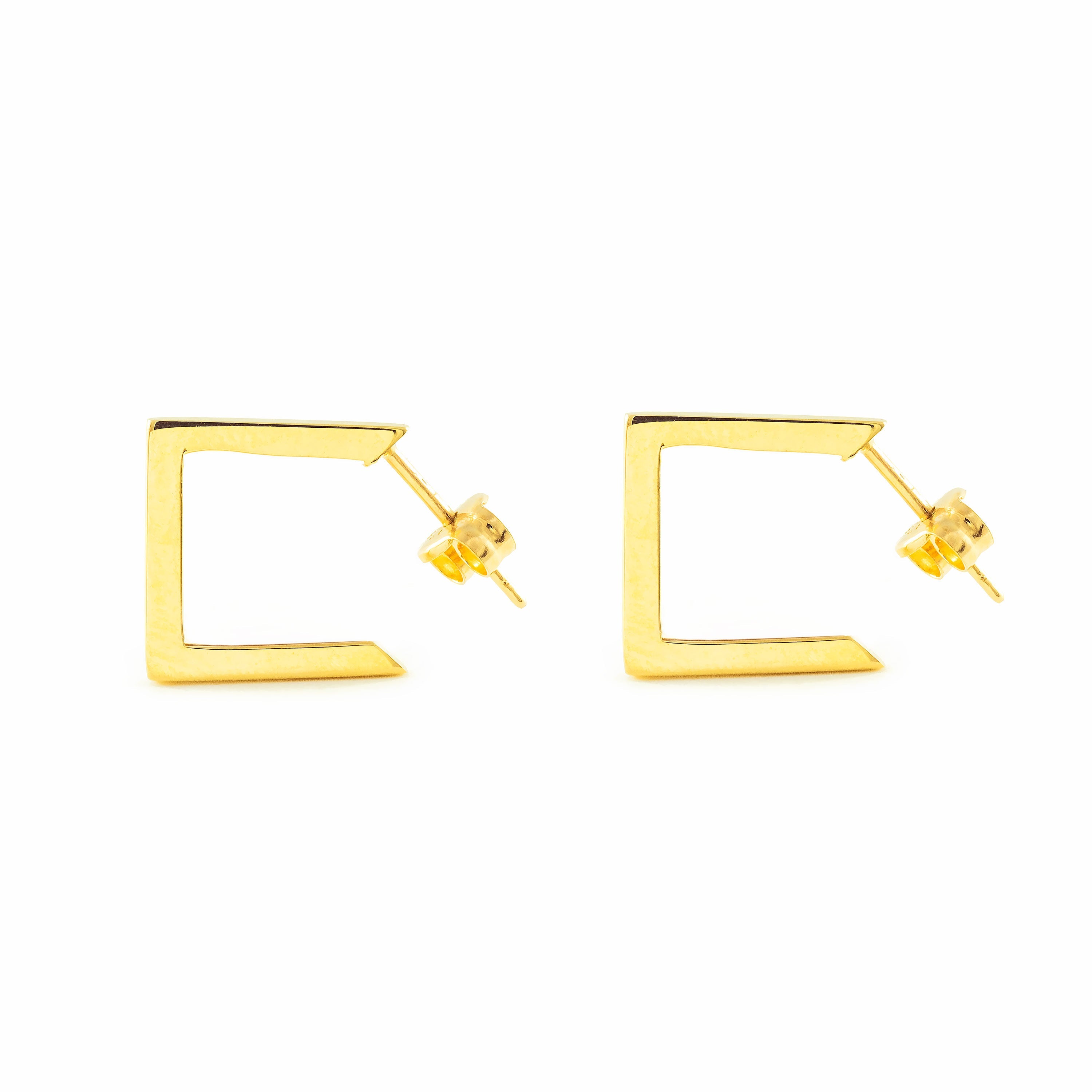 Pendientes Oro Amarillo 9K Aros Cuadrados Brillo 15 x 1,5 mm
