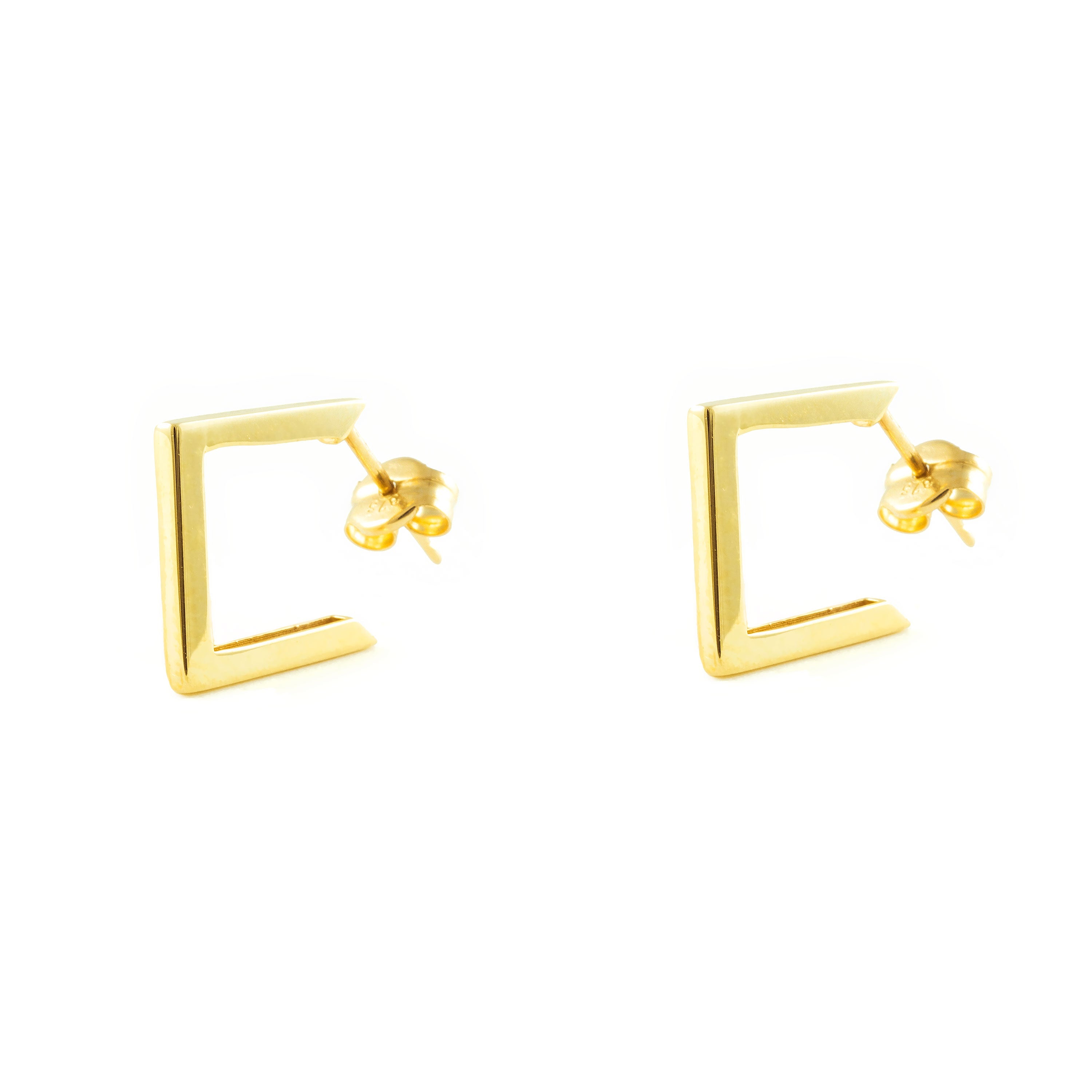 Pendientes Oro Amarillo 9K Aros Cuadrados Brillo 15 x 1,5 mm