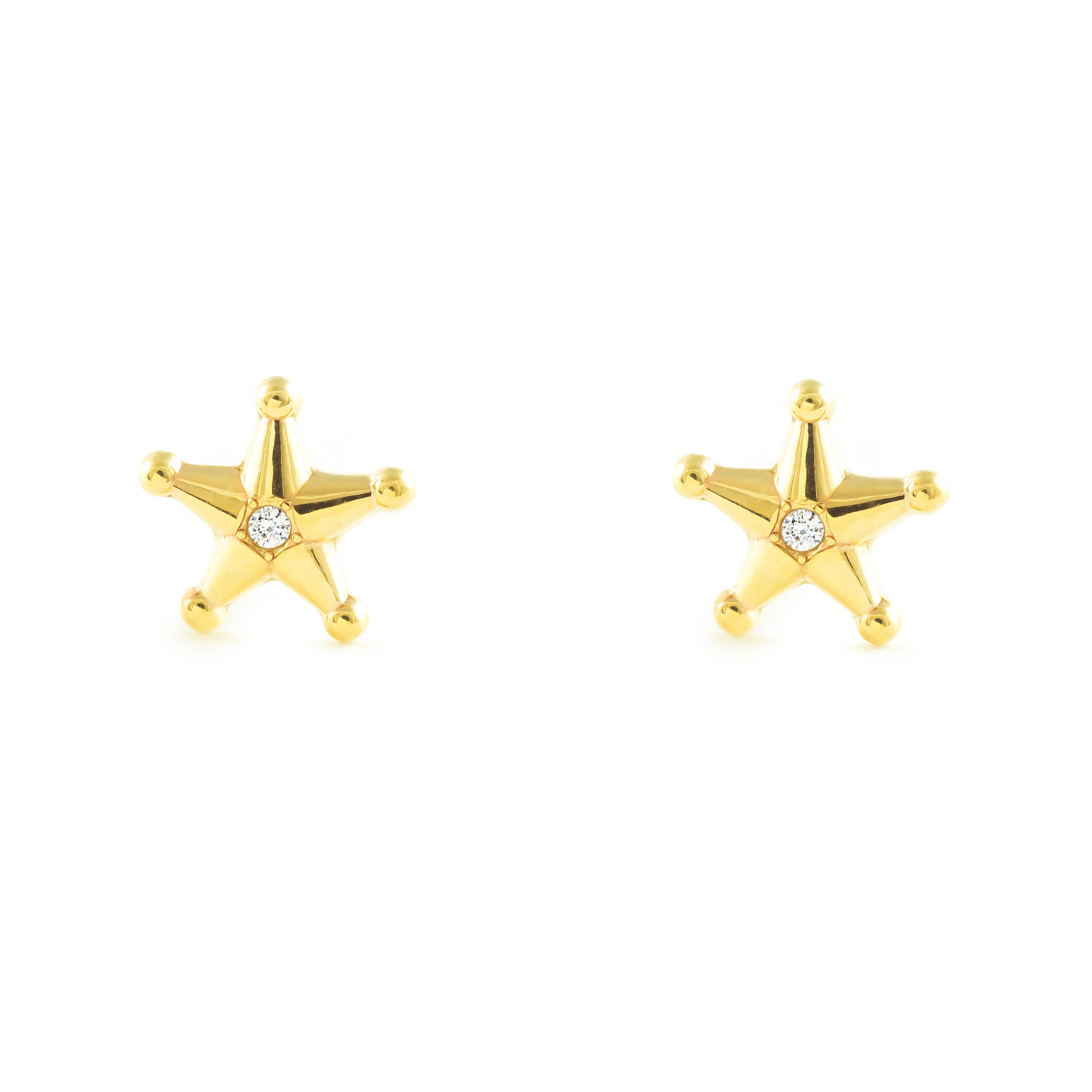 Pendientes Niña Oro Amarillo 9K Estrella Circonita Brillo