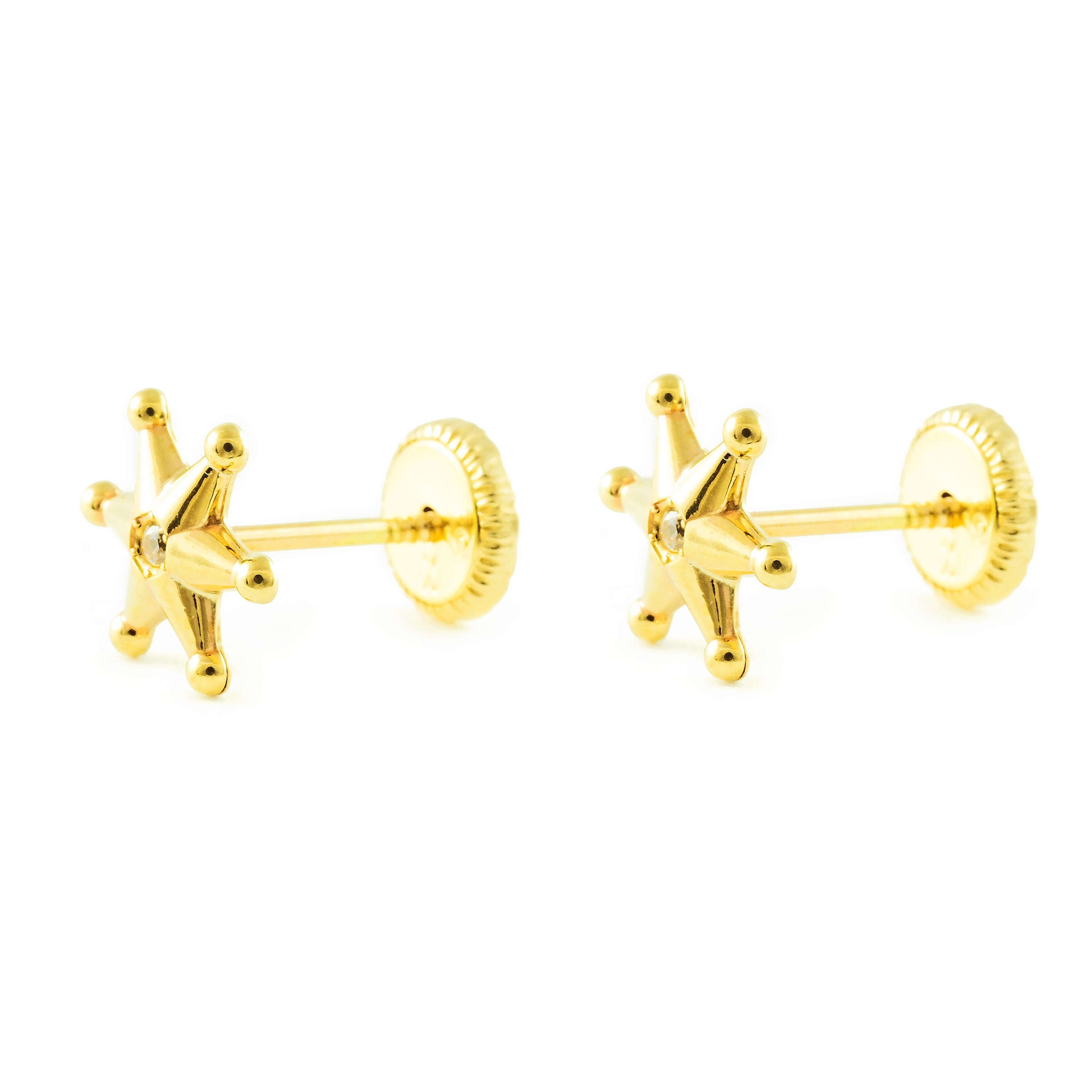 Pendientes Niña Oro Amarillo 9K Estrella Circonita Brillo