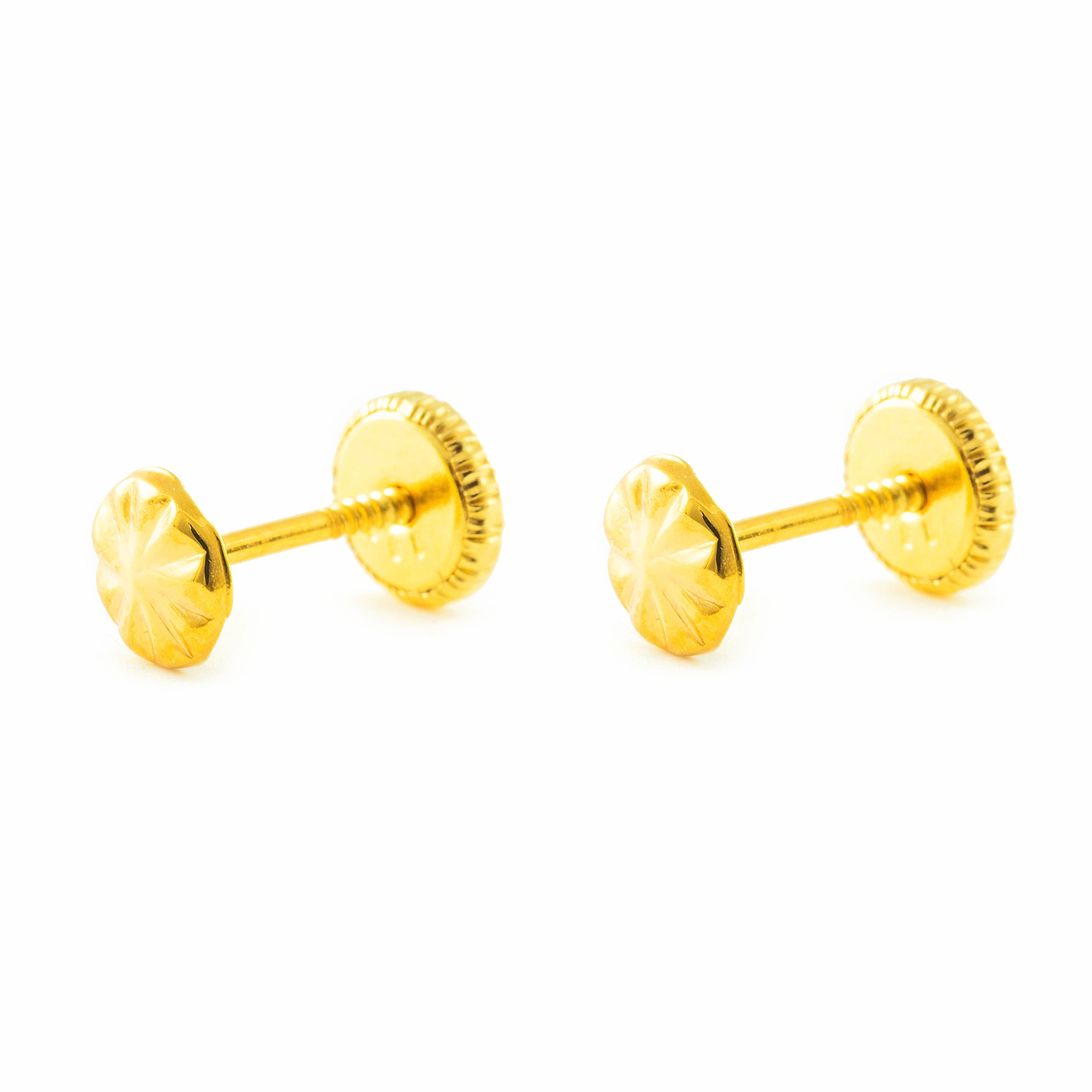 Pendientes Bebe-Niña Oro Amarillo 9K Redondo Tallados