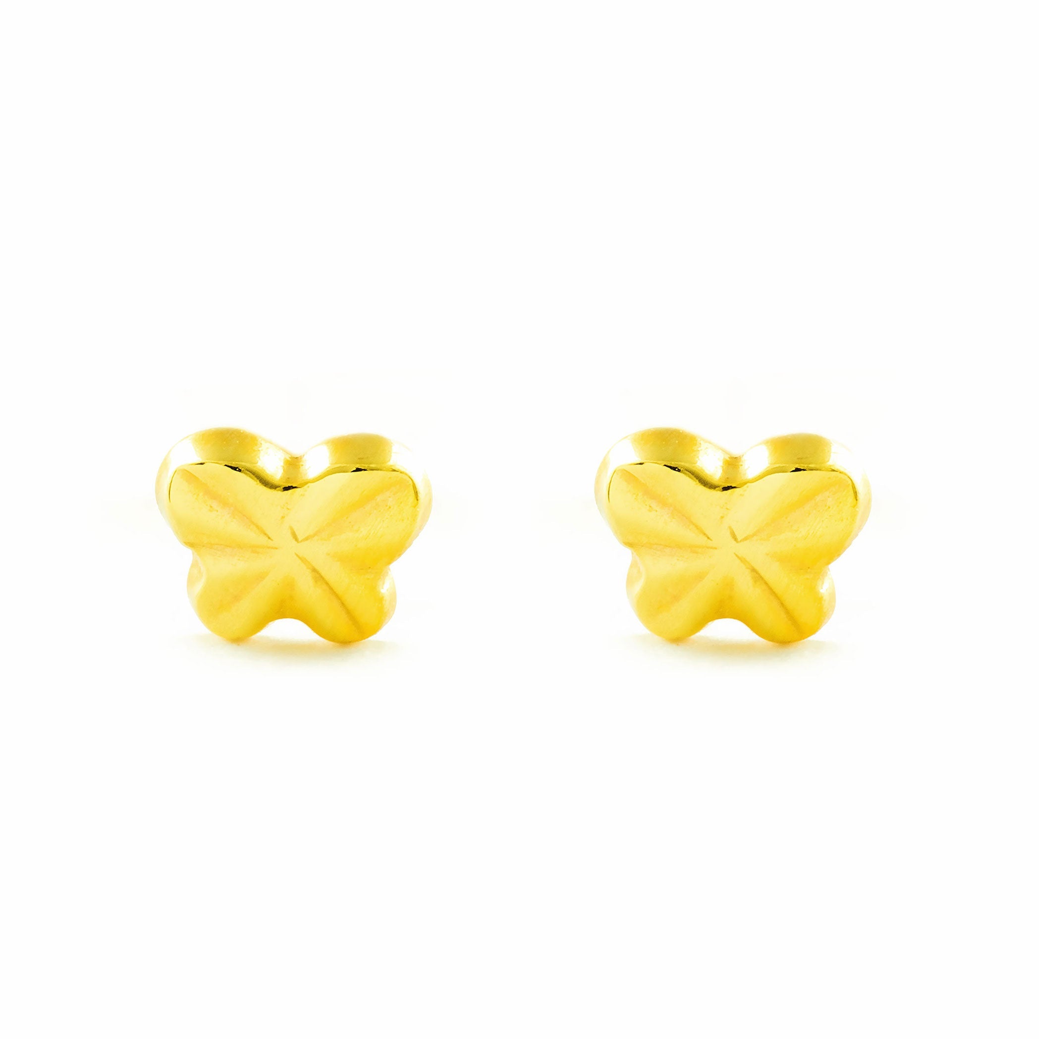 Pendientes Bebe-Niña Oro Amarillo 9K Mariposa Tallados
