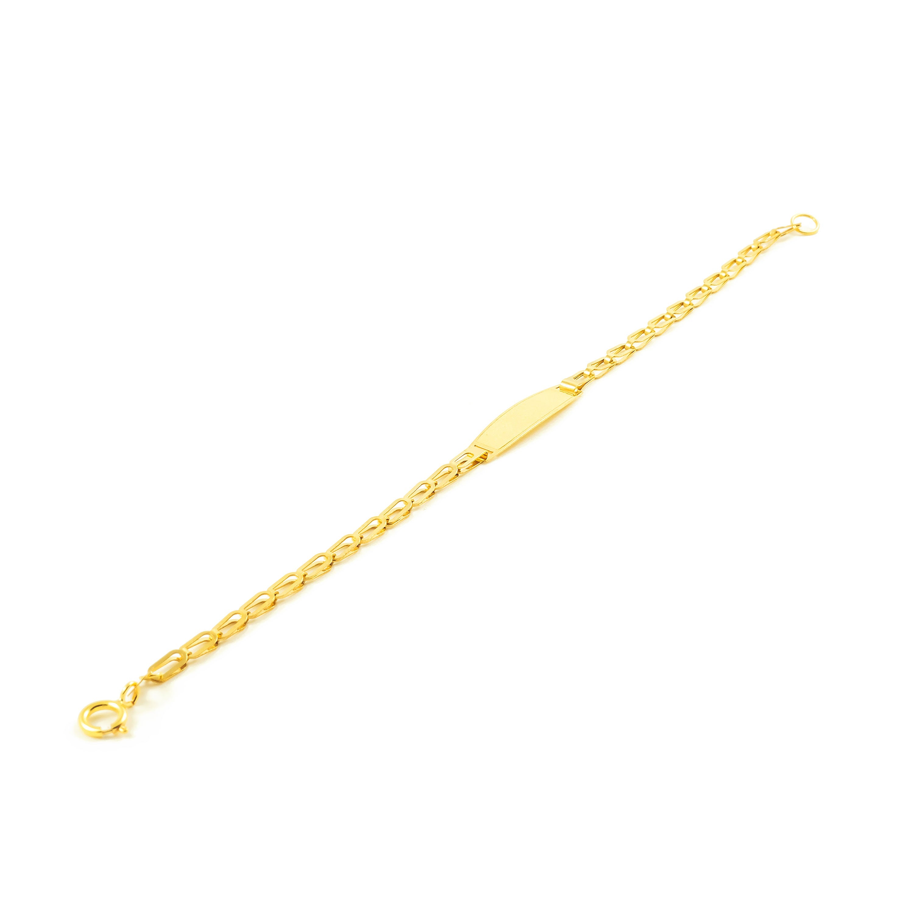 Pulsera Niña Oro Amarillo 9K Personalizada Esclava Oval Mate y Brillo 14 cm