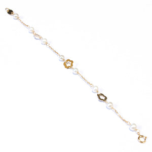 Pulsera bebe oro margarita perlas