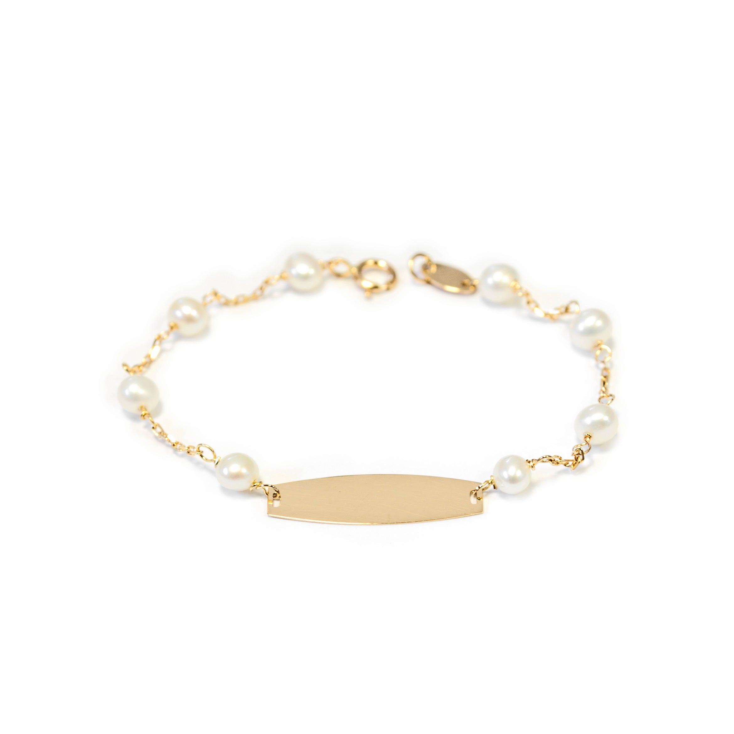 Pulsera Niña Oro Amarillo 18K Personalizada Esclava Redonda 3,5 mm Brillo 13 cm