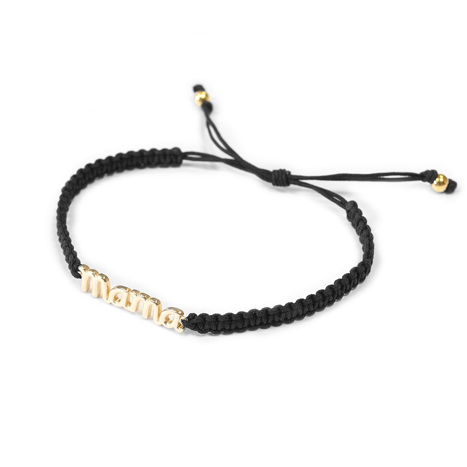 Sterling Silver Golden Macramé Mama Glitter Bracelet