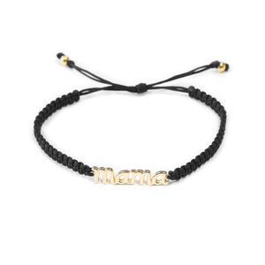 Pulsera Plata Dorada Mama Macramé Negro