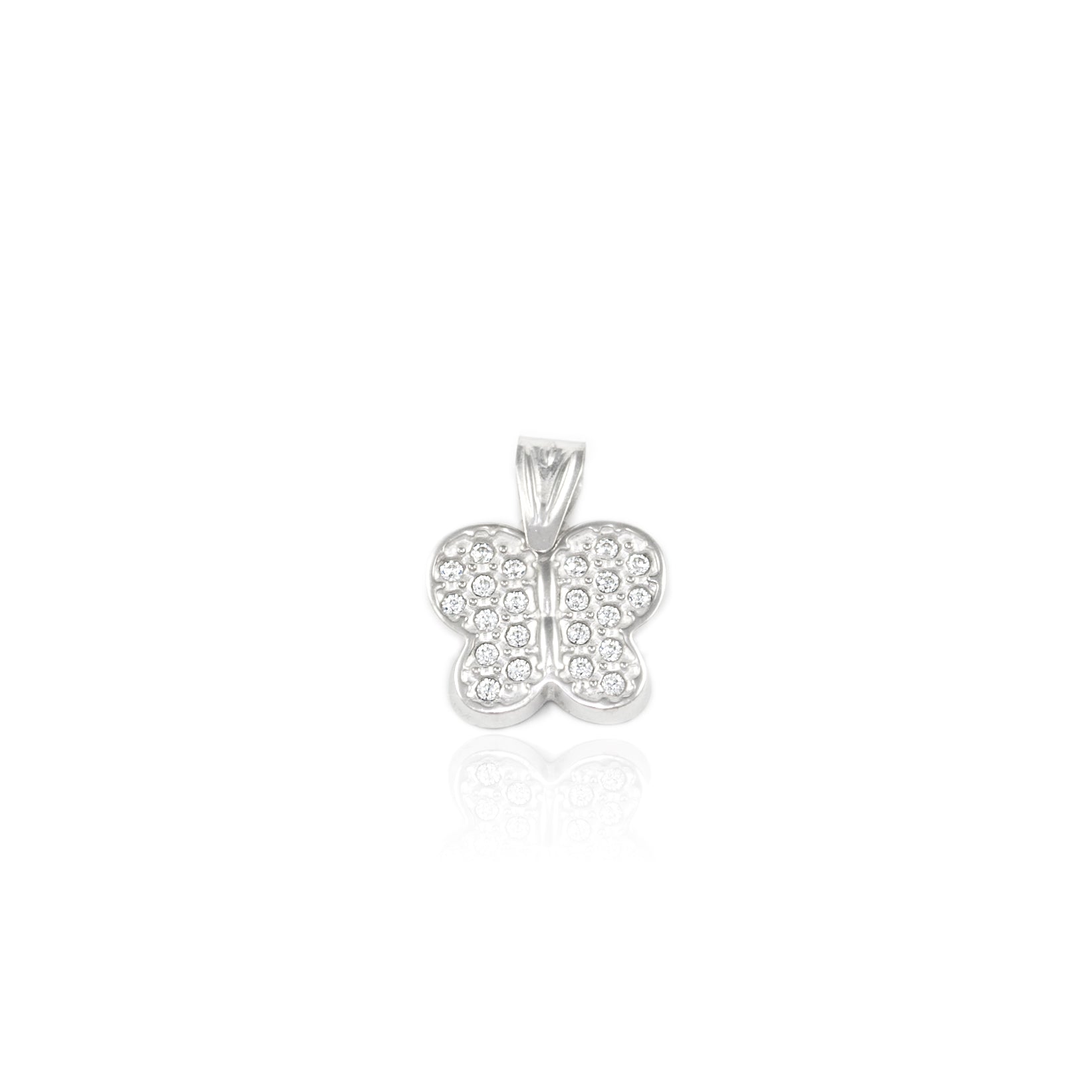 Colgante Oro Blanco 9K Mariposa Circonitas Brillo