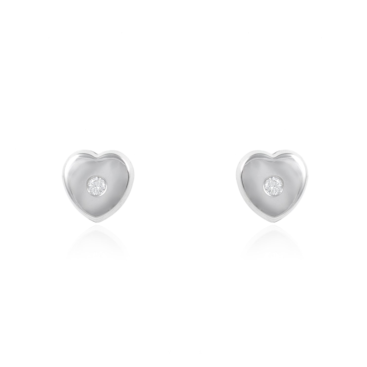 Pendientes Plata de Ley Corazón Circonita Brillo