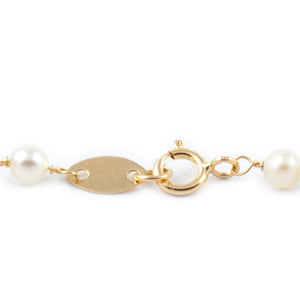 Pulsera bebe oro chapa osito y perlas