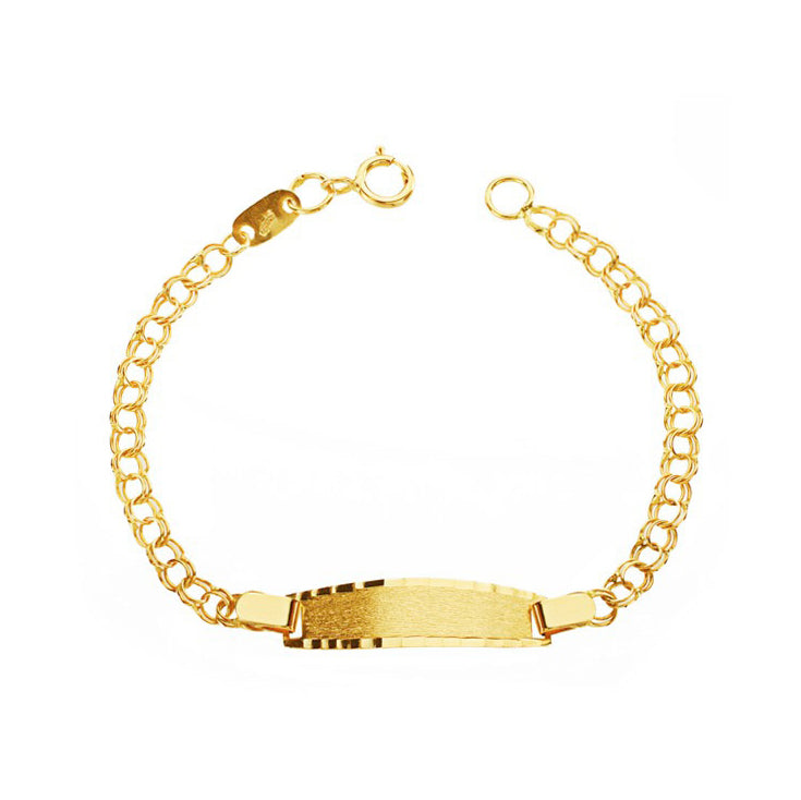 Pulsera Bebe-Niña Oro Amarillo 18K Personalizada Esclava Hungarina Mate y Brillo 12 cm