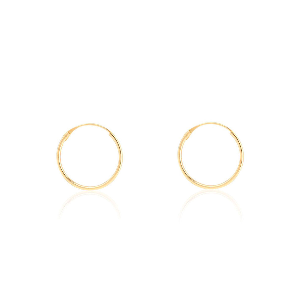 Pendientes Oro Amarillo 9K Aros Redondo Brillo 10 x 0,8 mm