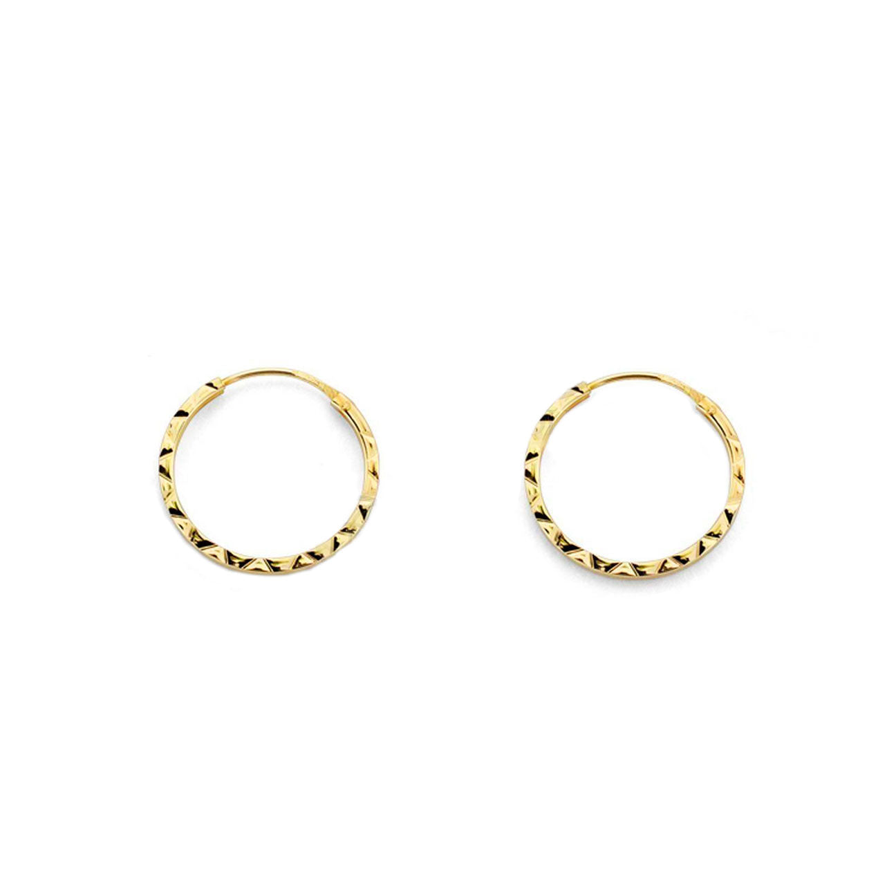 Pendientes Oro Amarillo 9K Aros Cuadrados Tallados 12 x 1 mm