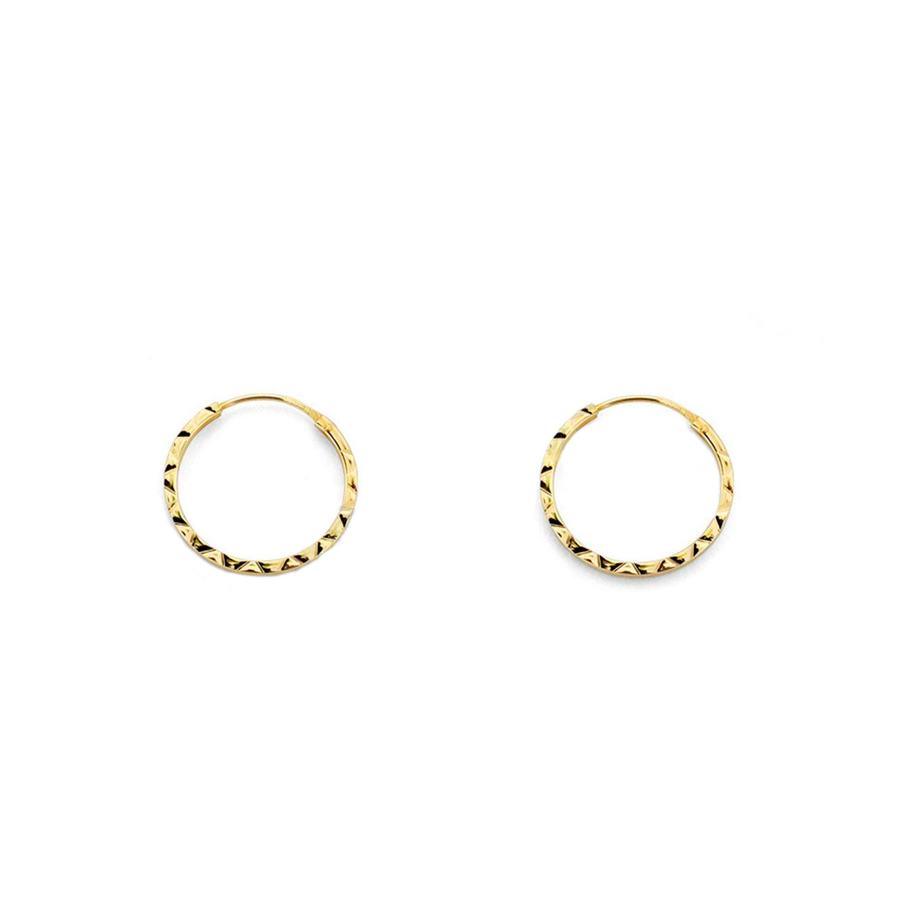 Pendientes Oro Amarillo 18K Aros Cuadrados Tallados 10 x 1 mm