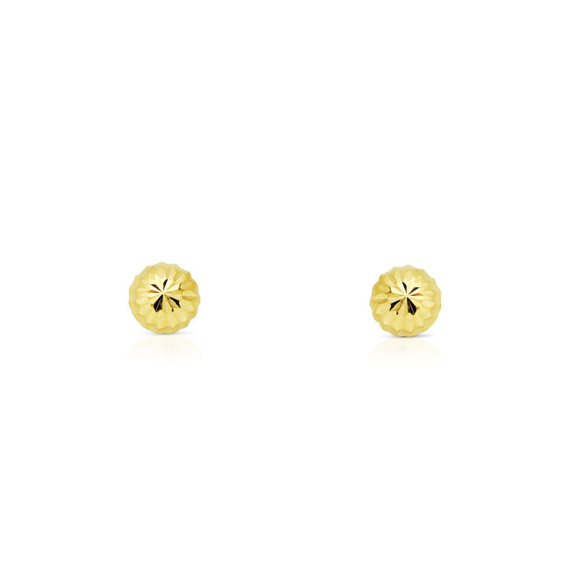 Pendientes Oro Amarillo 18K Bola Redondo Tallados 5 mm
