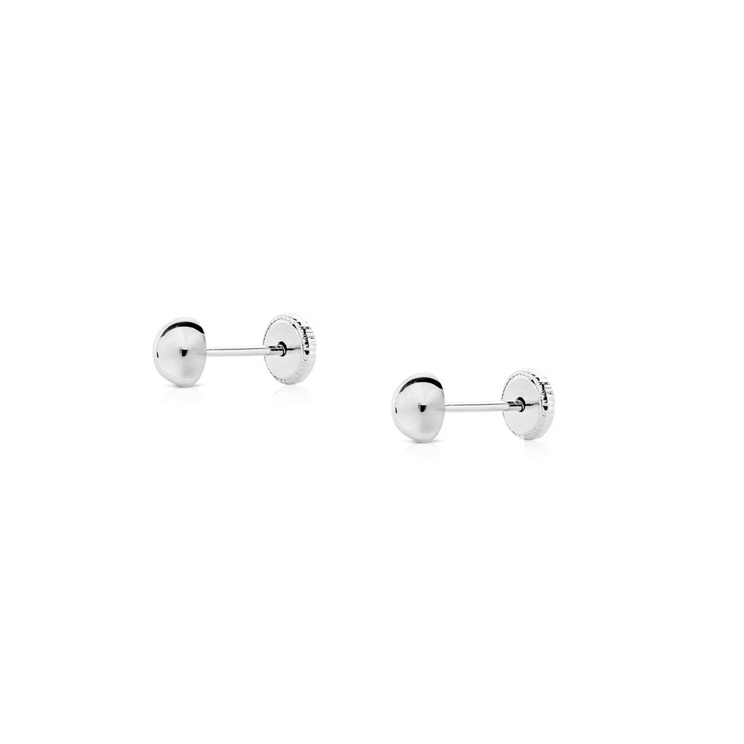 Pendientes Bebe o niña Oro Blanco Media Bola Lisa 5 mm.