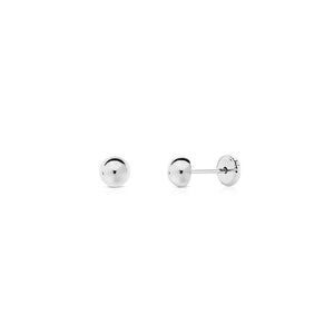 Pendientes Bebe o niña Oro Blanco Media Bola Lisa 5 mm.