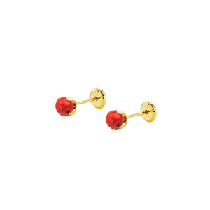 Pendientes Bebe Coral 4 mm.