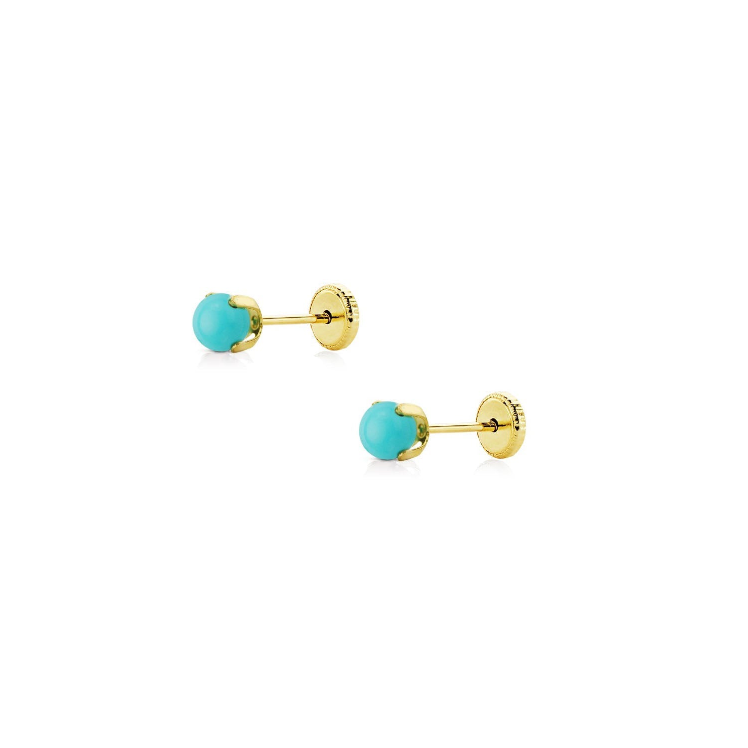Pendientes Bebe o Niña Turquesa 4 mm.