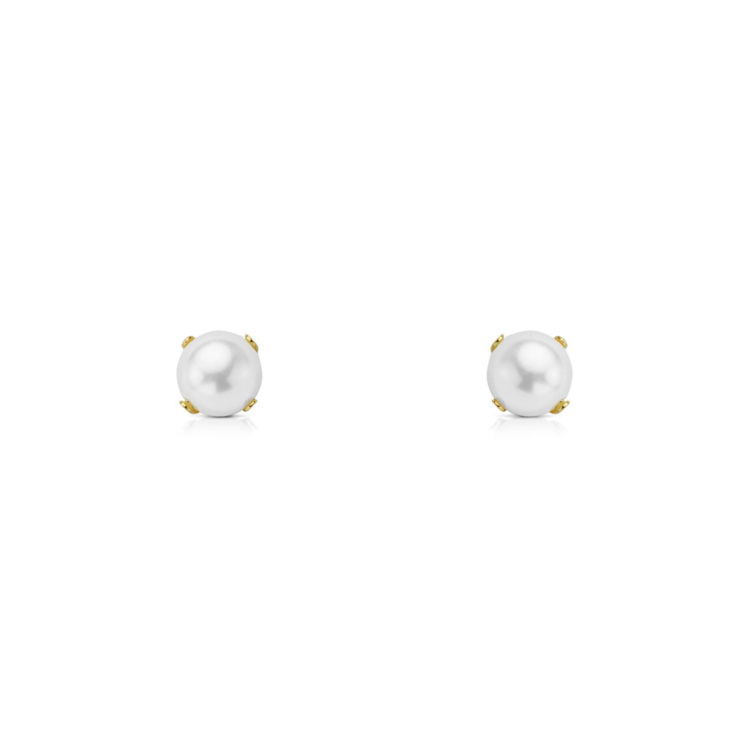 Pendientes Niña Oro Amarillo 18K Perla Redonda 5 mm Brillo