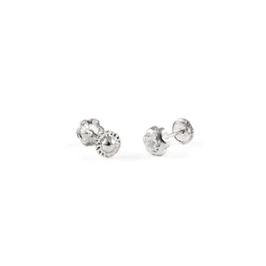 Pendientes Bebe Oro Blanco Chaton Margarita 3 mm.