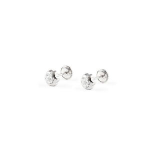 Pendientes Bebe Oro Blanco Chaton Margarita 3 mm.