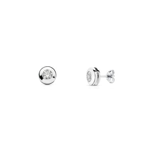 Pendientes Bebe o niña Oro Blanco chaton redondo 9 mm.