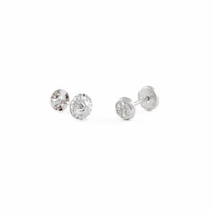 Pendientes Bebe Oro Blanco Cuajo Redondo