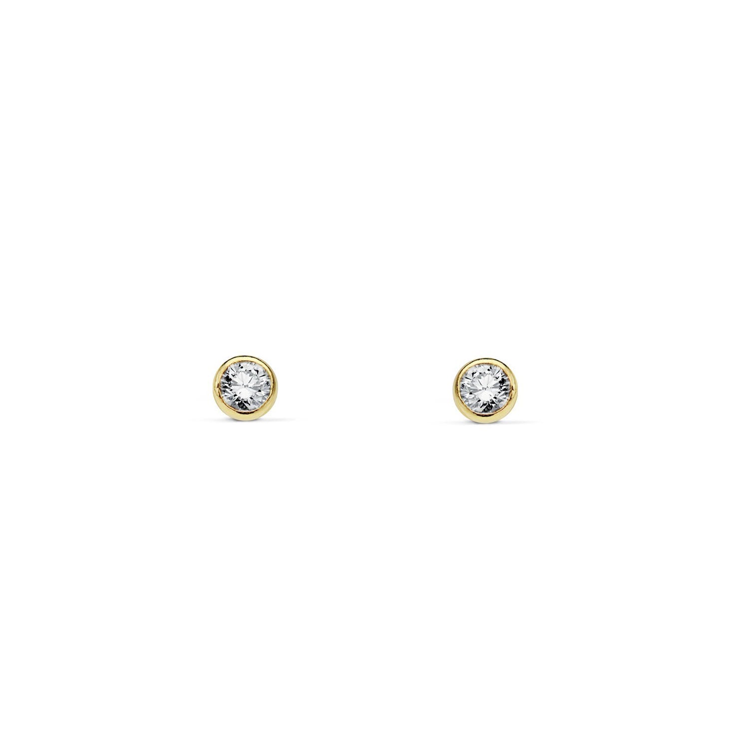 Pendientes Bebe Oro Amarillo 9K Chatón Redondo Circonita 2,75 mm Brillo