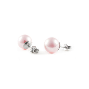 Pendientes Plata Perla Swarovski rosa 10 mm